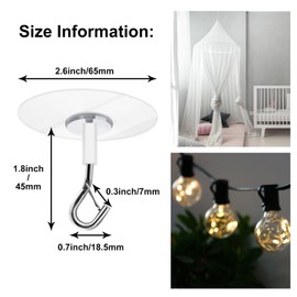 lolobaer 10 Pack Strong Self-Adhesive Ceiling Hooks,No Drill Safety Lock Hangers for Fans/Plants/Lights, Kitchen Bathroom Office Storage & Wall Decor