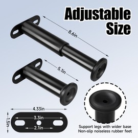 Adjustable Height Bed Frame Replacement Legs with Wider Base, Under Bed Center Support Legs Replacement for Metal/Wood Slats, Heavy Duty Bed Reinforcement Kit, Height from 5" to 8.6", Black-4 Pcs