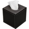 KINGFOM Leather Cube Square Tissue Box Cover Holder (Brown)