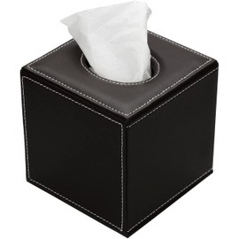 KINGFOM Leather Cube Square Tissue Box Cover Holder (Brown)