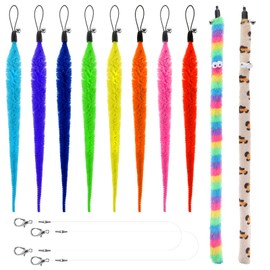 Cat Worm Toy, 12 PCS Cat Wand Toy Accessories Including Worm & Snake Refills Set, 2PCS Replacement String for Cats Fishing Pole Toys, Assorted Feather Toys Attachments Teaser for Indoor Cats Kitten