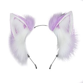 VIGVAN Animal Cosplay Ears Fox Cat Ears Chain Punk Cross Cat Ears Headbands (Purple)
