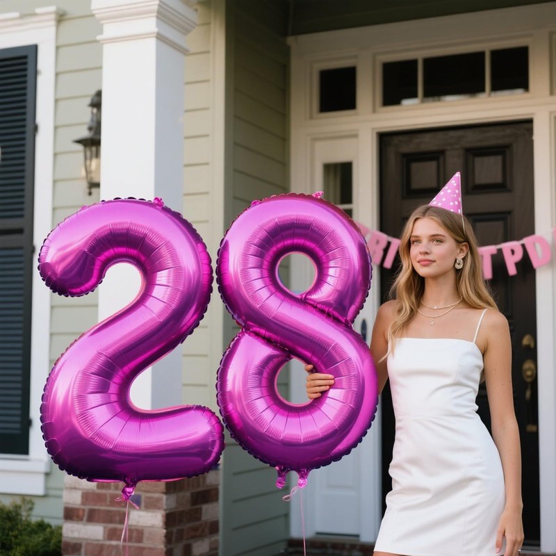 40 Inch Large 28 Balloon Numbers Rose Purple Big Foil