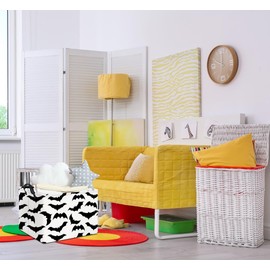 NTAOHAMPER Rectangular Bat Print Storage Basket Empty,Collapsible Gift Basket with Handles,Toys/Books Box,Room Decor(Bats)