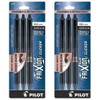 (2) Pilot Frixion Clicker Erasable Pen Black Gel ink. 3 pack Bold, 1.0 mm, 11390