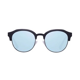 HAWKERS Classic Round Sunglasses for Men and Women, Black · Navy Blue Chrome