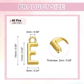 sourcing map 40Pcs Letter Charm, Alloy Letter E Initial Alphabet Charm for DIY Crafts Jewelry Making Bracelets Earrings Necklace, Gold