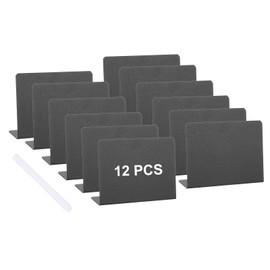 PATIKIL 4" x 3" Tabletop Chalkboard Signs, 12 Pcs Small Chalkboard Signs L Shape Table Food Labels with 1 White Pen for Parties Weddings Buffet Birthday Bakery, Black