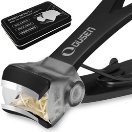 Nail Clippers with Catcher - Anti Splash Wide Jaw Opening Thick Toenail Clippers for Seniors | Self-Collecting Fingernail Cutter Heavy Duty Toe Nail Clippers for Men & Women | Black | L