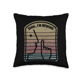 Funny Mewing Meme Shhh Im Mewing Quiet Mewing Throw Pillow