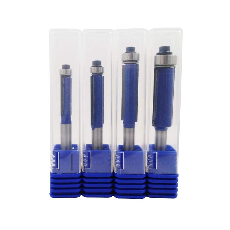 Wolfride 4PCS Flush Trim Router Bit Set 1/4 Inch Shank