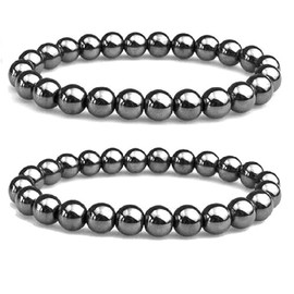 2pcs Bracelet Healing Protection Bracelet for Men and Women Stretchy Protection Bracelet (Black, 19CM)