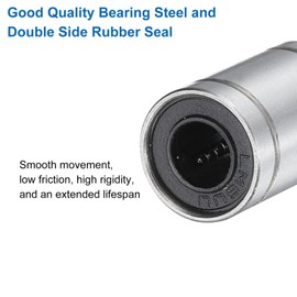 sourcing map 4Pcs LM6UU Linear Bearing 6mm Bore 12mm OD 19mm Length Linear Ball Bearings Double Side Rubber Sealed Bearing Steel for CNC Machine 3D Printer Food Packaging Machine