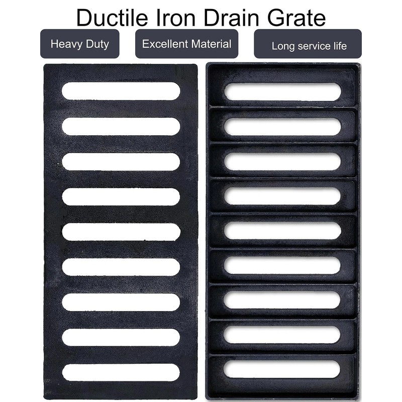 MASSLUNT Cast Iron Drain Grate 17x8 in, B-Class 28100 lbs