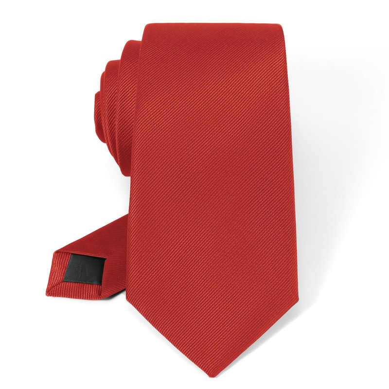 JUNMEISI Crimson Red Ties For Men Solid Pure Color Tie