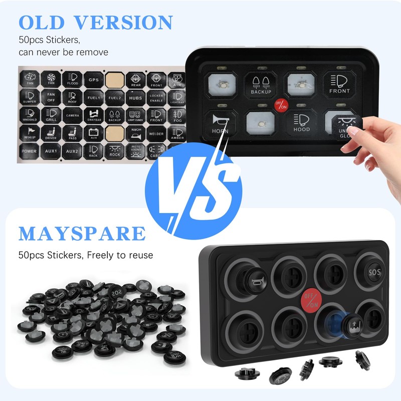 MaySpare Switch Panel Upgraded Multicolored Toggle Momentary Pulse Switch Panel,Electronic