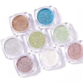 Emumu 8 Colors Ultra Fine Glitter Nail Powder for Nail Art Glitter Glitter Glitter Kawaii in Case