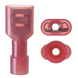 100 Pcs XHF 22-16 AWG Nylon Female Spade Connectors Quick Disconnect Wire Terminals Insulated Wire Crimp Connectors Red