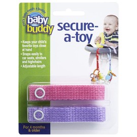 BABY BUDDY Secure-A-Toy, Safety Strap Secures Toys, Teether, or Pacifier to Stroller, Highchair, Car Seat, Pink-Lilac