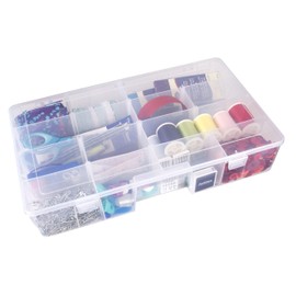ArtBin 6980AG XL Solutions Box with Dividers, Art & Craft Organizer, [1] Plastic Storage Case, Clear, 15.25" x 8.875"