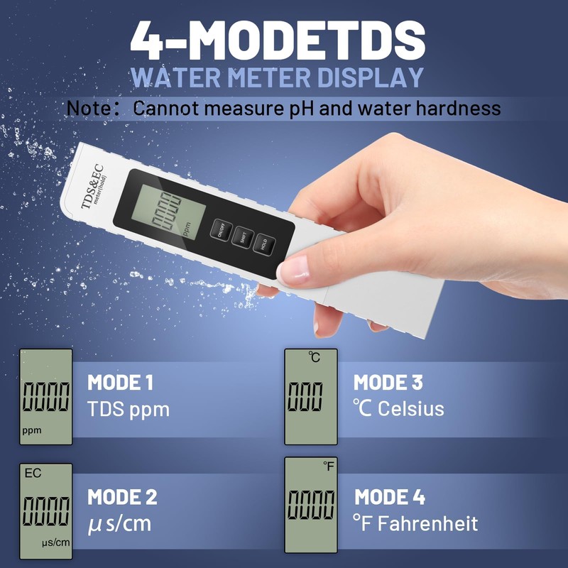 gliship TDS Meter Digital Water Tester, 3 in 1 TDS