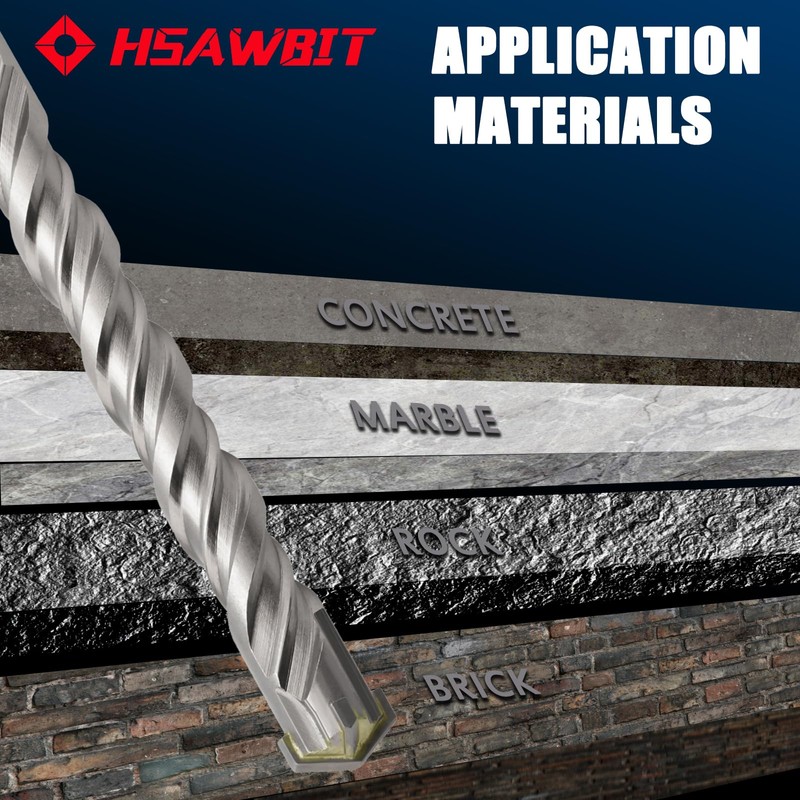 hsawbit 10PCS Masonry Drill Bits Set with SDS Plus Shank,