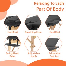 FDW 3 Fold Massage Table Portable Massage Bed Lash Bed Facial Table Esthetician Table Height Adjustable Salon SPA Bed Have Non-Woven Bag for Spa Footmassage Facial CareSpa Tattoo (Black)