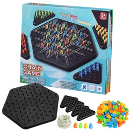 SUPVOX 1 Set Triangle Chain Chess Game Portable Intellectual Strategy Board Game for Players Enhances Cognitive Skills and Logical Reasoning for Family and Travel