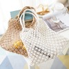 TENDYCOCO Women's Mesh Beach Bag Woven Cotton Hollow Shoulder Bag