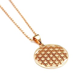 COSUMOSU flower of life Pink Gold Plated 925 Sterling Silver Pendant necklace for women (Pink)