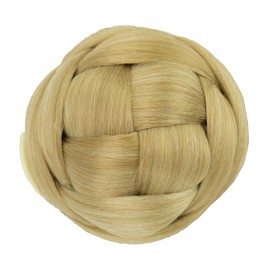 IMISSU Braided Chignon Dancer Hair Donut Hairpieces Scrunchie Claws Hair Bun Updo for Wedding Party (M3 Ash Blonde)