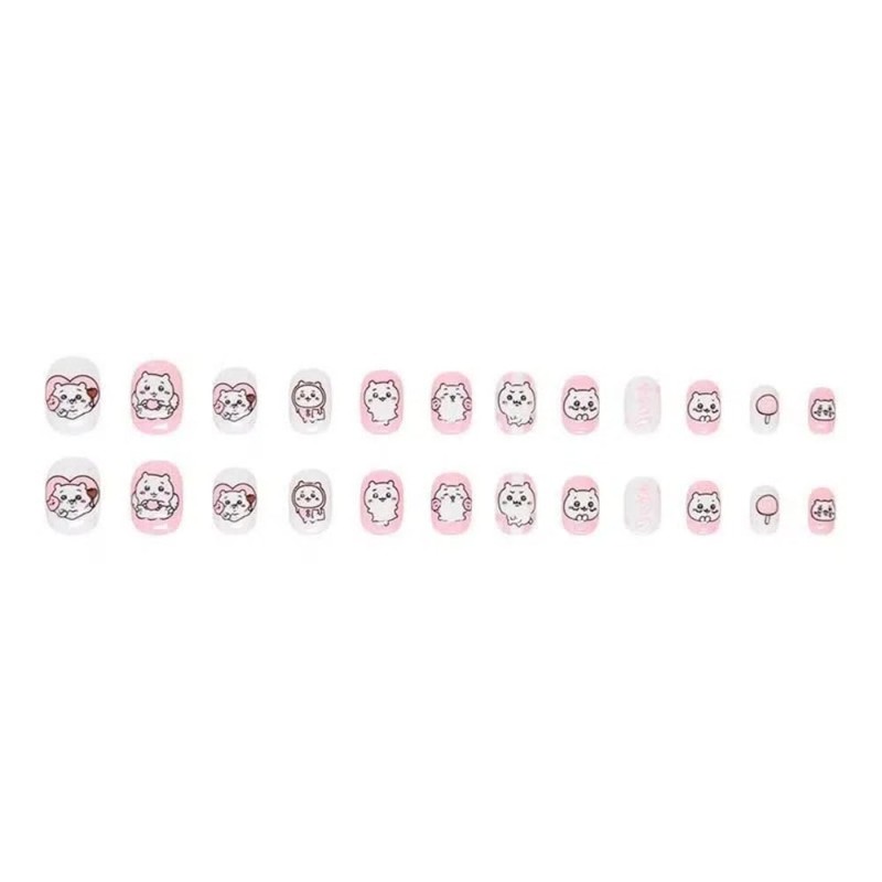 Ztcily Künstliche Nägel für Kinder, künstliche Nägel, Weiß und Rosa,