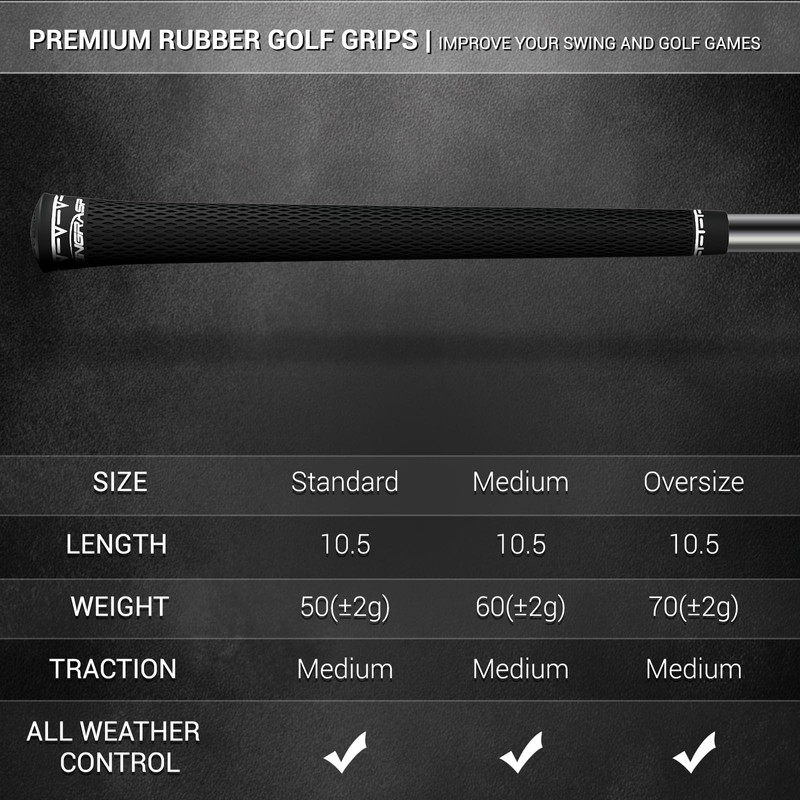 KINGRASP Golf Grips,13 Pack Rubber Grips,High Traction & Feedback,Complete Repair
