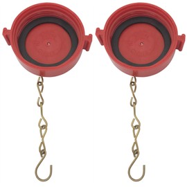 Happy Tree (2 Pack) 2-1/2" NST/NH Plastic Fire Hose Connection Standpipe Cap Fitting and Chain fire Equipment Red Plastic Anti Theft FDC Cap
