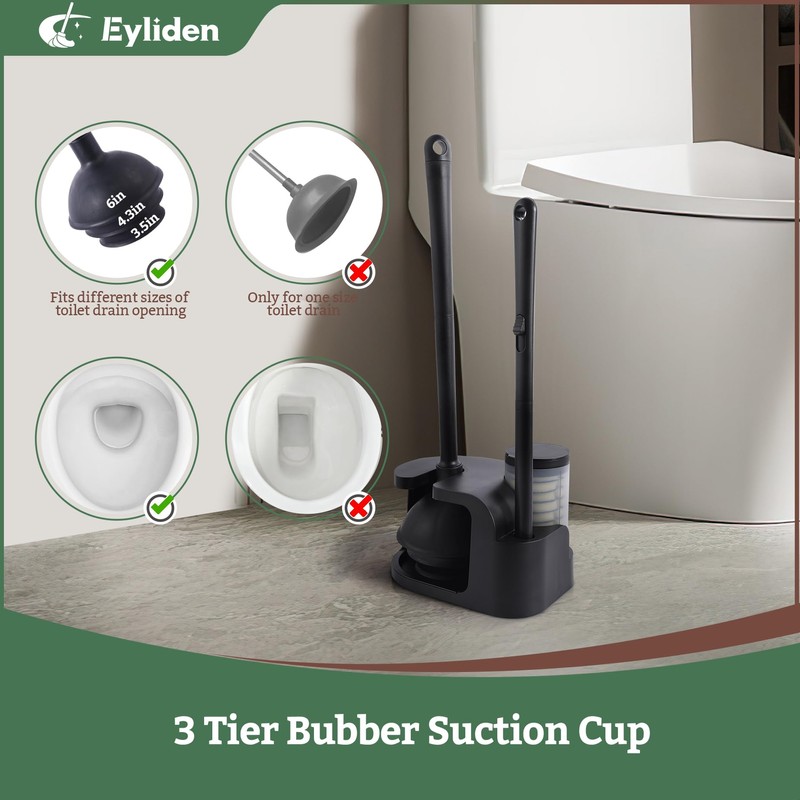 Eyliden Disposable Toilet Brush and Plunger Combo | 2-in-1 Toilet