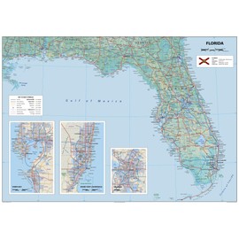 Physical Florida State Map - 23.3 x 16.5 Inches - Paper Laminated