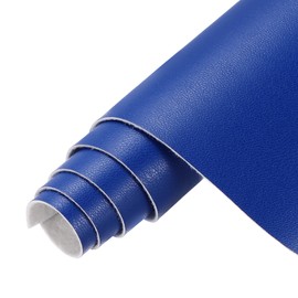 MECCANIXITY Faux Leather Sheets, 12x36 Inch (30x91cm) Smooth Solid PU Leather Fabric Roll for DIY Handmade Craft Sewing Bowing Earrings, Dark Blue/White