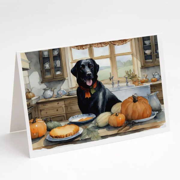 Black Lab Thanksgiving Pumpkins Greeting Cards Envelope Pack of 8