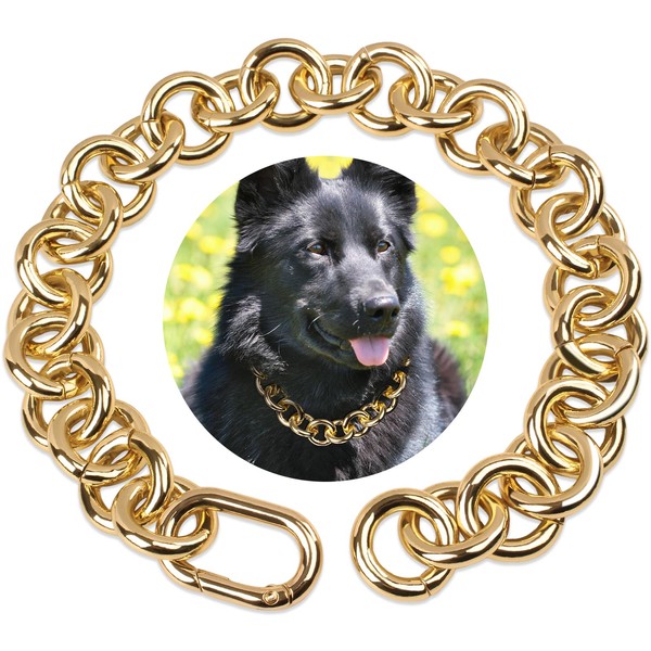 Woofuu 18K Gold Plated Circle Link Dog Collar - Heavy