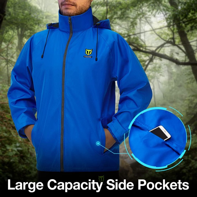 TideWe Rain Suit, Waterproof Breathable Lightweight Rainwear (Blue Size L)