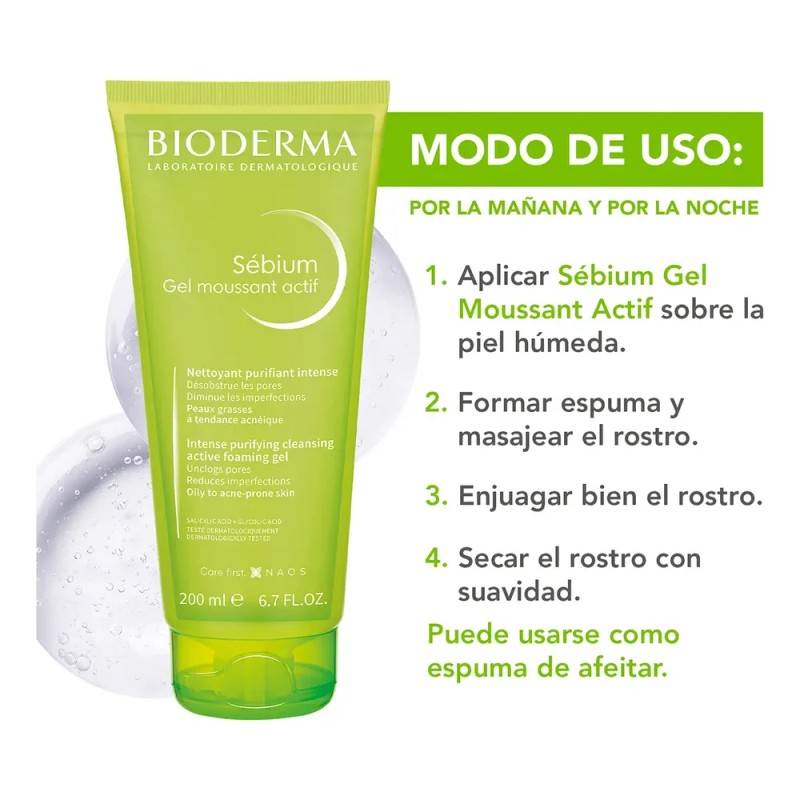 Bioderma Sébium Gel Moussant Actif Anti Acné, 200 Ml