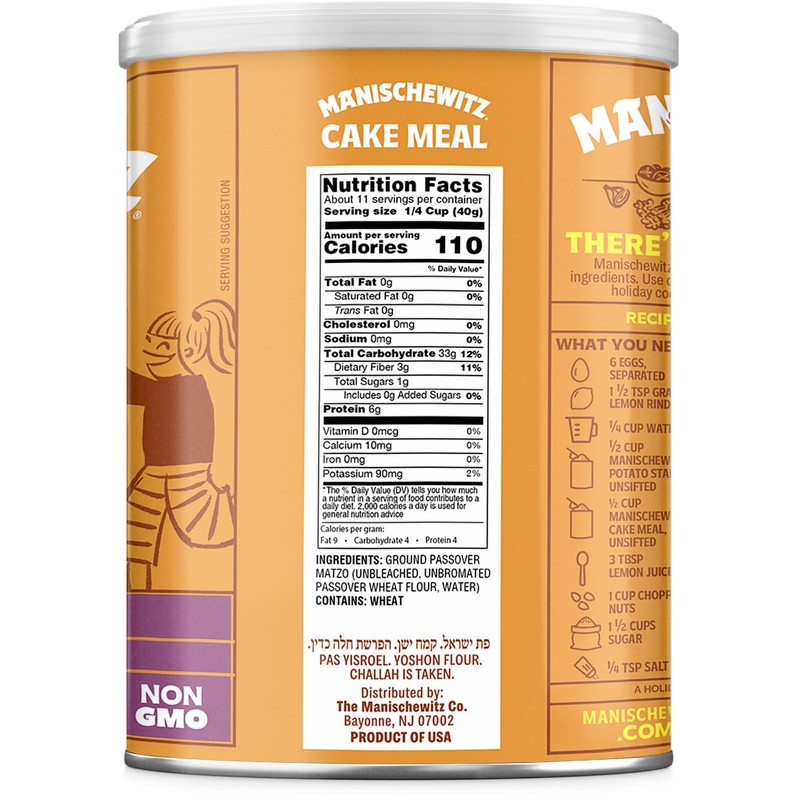 Manischewitz Cake Meal, Canister, Passover,16-ounces (Pack of4)