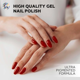 GLOSS Gel Nail Polish | Scarlet Red 15ml 1 pcs - HEMA Free Gel Polish, Red Soak Off UV LED Gel Polish, Nail Art Design for Home & Salon, Professional Manicure Holiday Gifts for Women & Girls