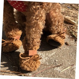 Minkissy Winter Dog Plush Boots 4 Pair Set Anti-Slip Comfortable and Durable Pet Footwear for Cold Days