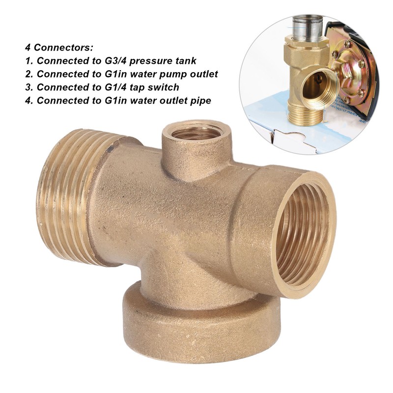 4 Ways Water Hose Splitter Brass G1in Pipe Adapter Connector