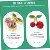 LALAFINA 3sets Cherry Shape Nail Charms Glitter Nail Art Decorations