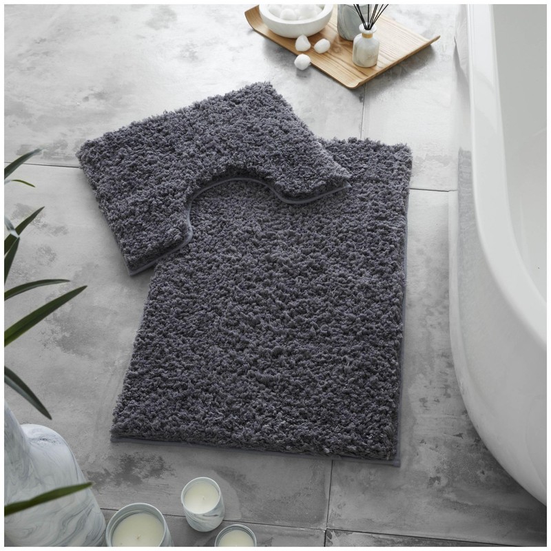 VELVETIO Bath Mats & Pedestal Set, Zero Twist Fluffy Super