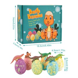 Culinavog Pack of 6 Dinosaur Bath Bombs for Children, Bath Bombs with Surprise, Natural Bath Bombs Bath Bombs Foam Bath for Boys and Girls Bath Bombs Christmas Children's Day Birthday Gift
