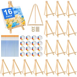 16 Pack 9 Inch Wood Tabletop Easel Canvas Stand Bulk for Painting