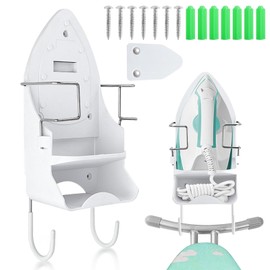 Trasylph Ironing Board Hanger Wall Mount with Removable Hooks, Ironing Board Holder Wall Mount,Electric Iron Holder for Laundry Rooms Storage Hanging Shelf Organizer